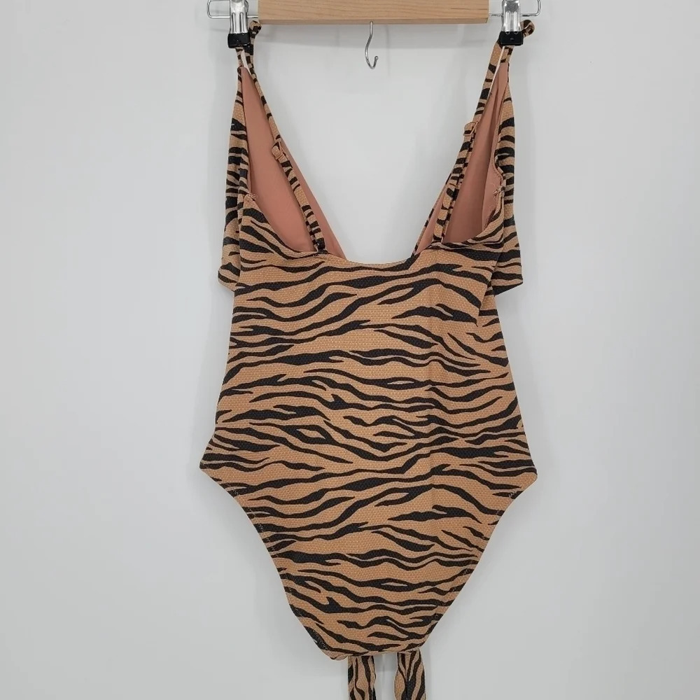 AERIE Tiger Stripe One Piece swimsuit full coverage booty Convertible small long - Picture 3 of 9